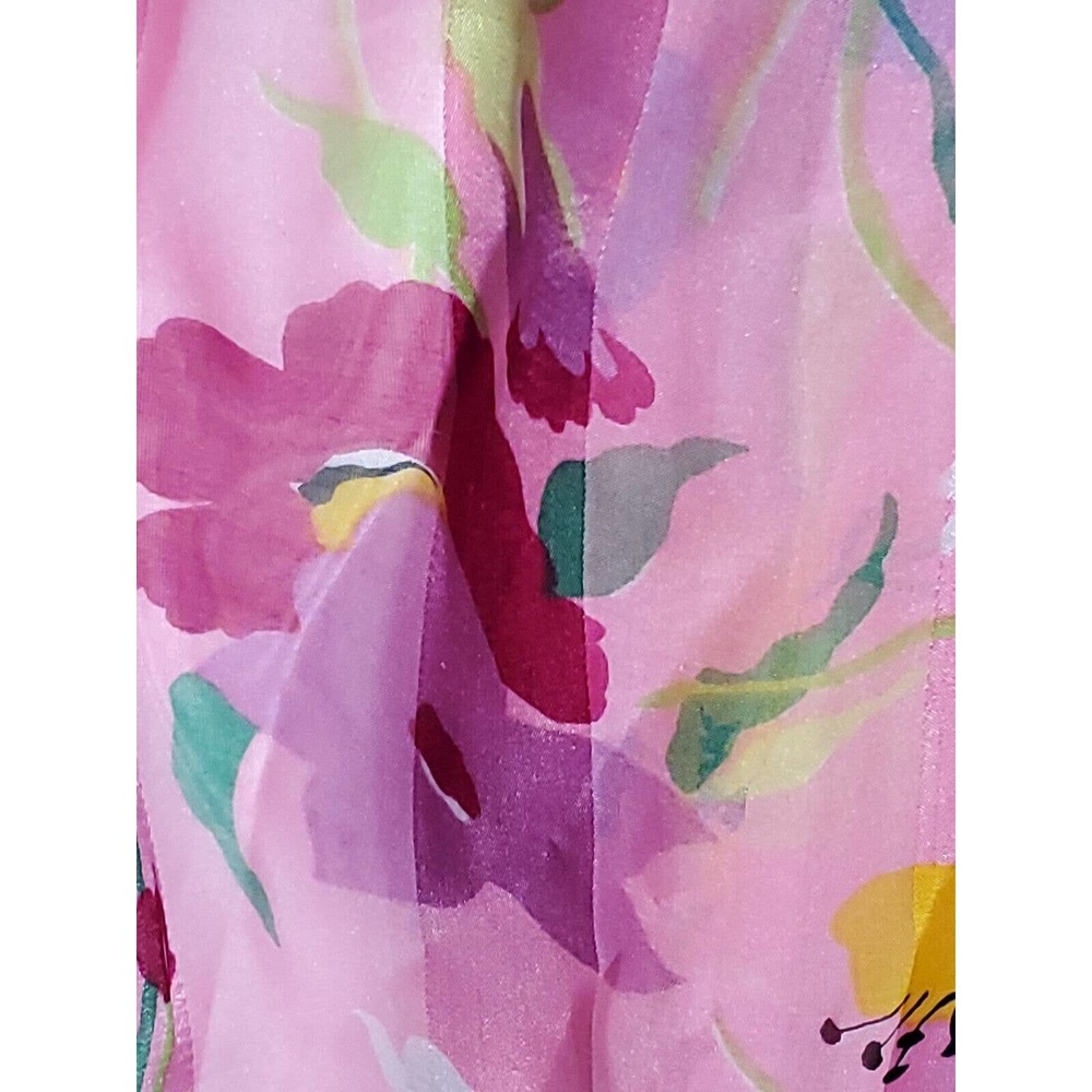 Floral Pink Multicolored Long Rectangular Satiny … - image 4